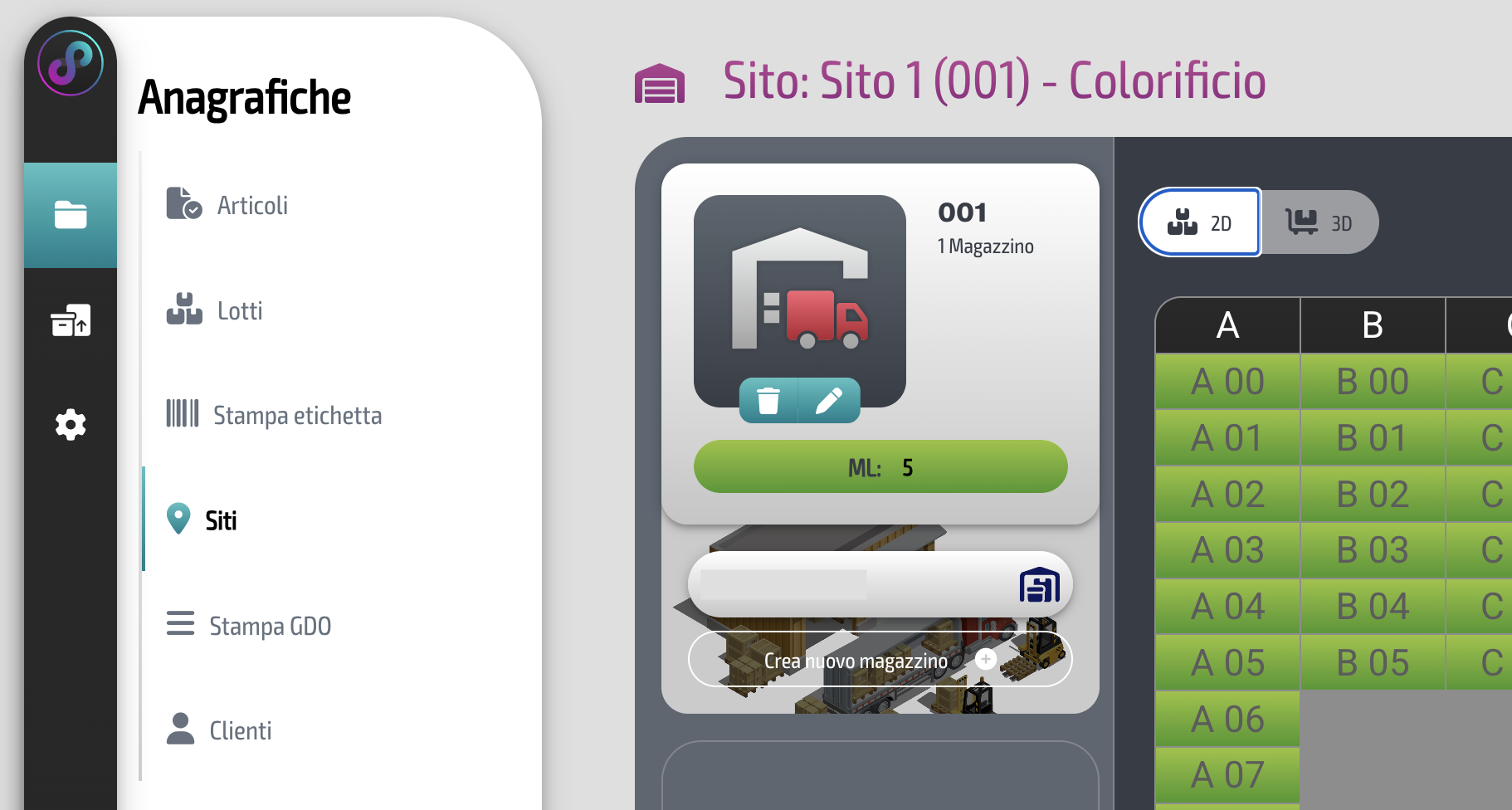 Gestione multi-sito dei magazzini nel WMS StockFusion, consente di gestire più siti e magazzini