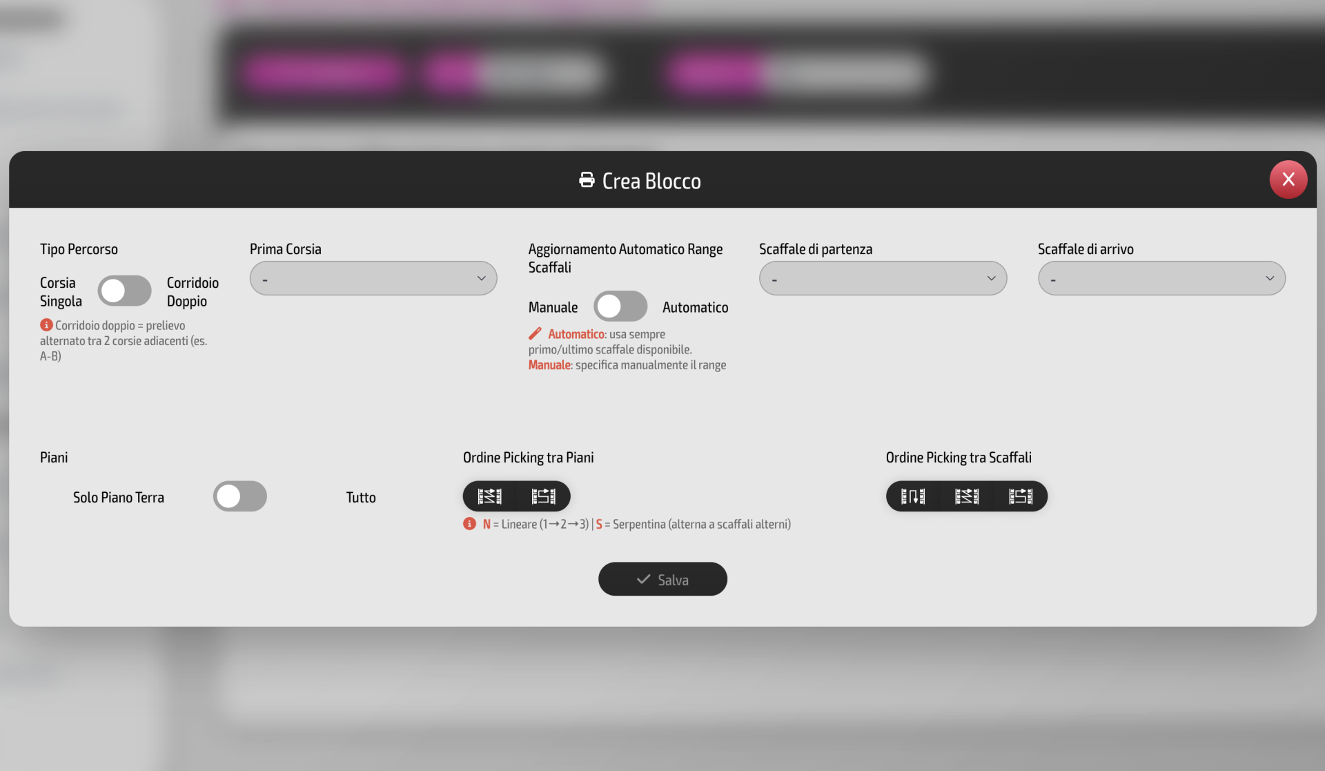 Il configuratore delle logiche di picking del WMS StockFusion, permette di configurare il picking